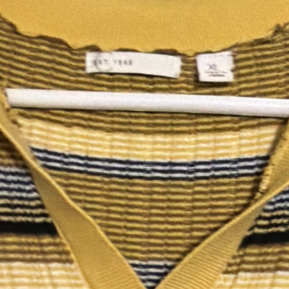 Women's XL Striped Knit Collared Short Sleeve Sweater Dress Yellow Stripes Dress - Picture 4 of 10